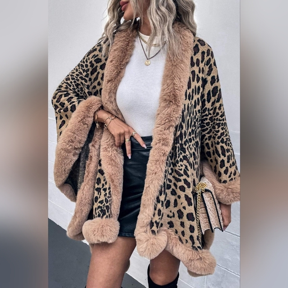 Leopard Open Front Poncho